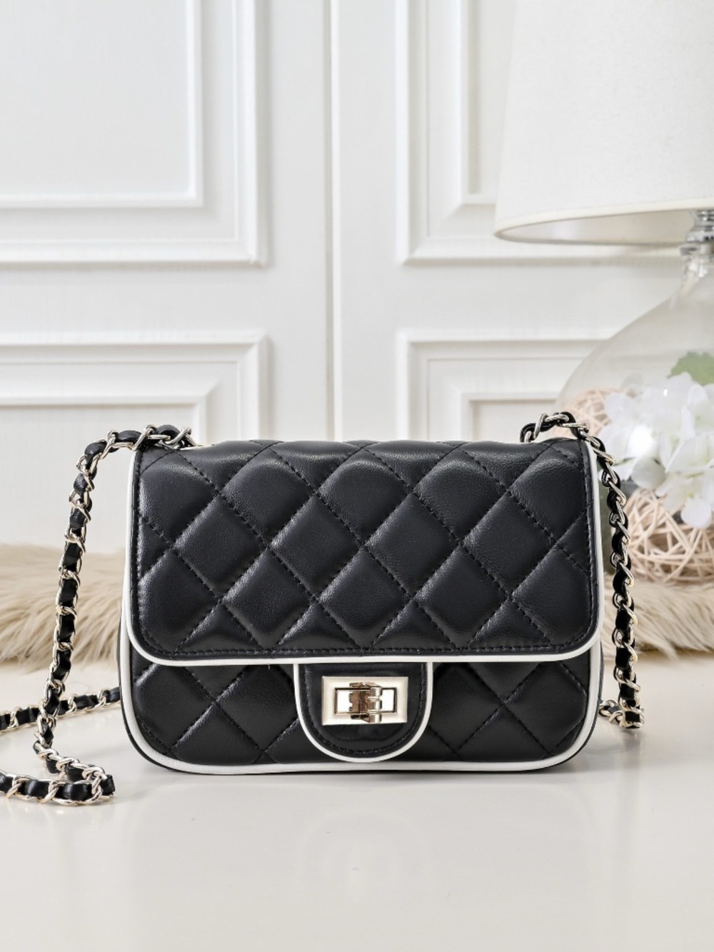“Noir Mini Quilted” Leather Bag